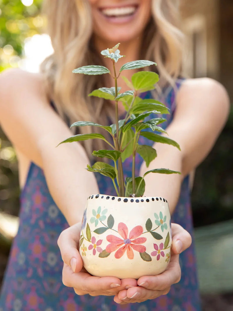 Natural Life Give Happy Planter - Floral