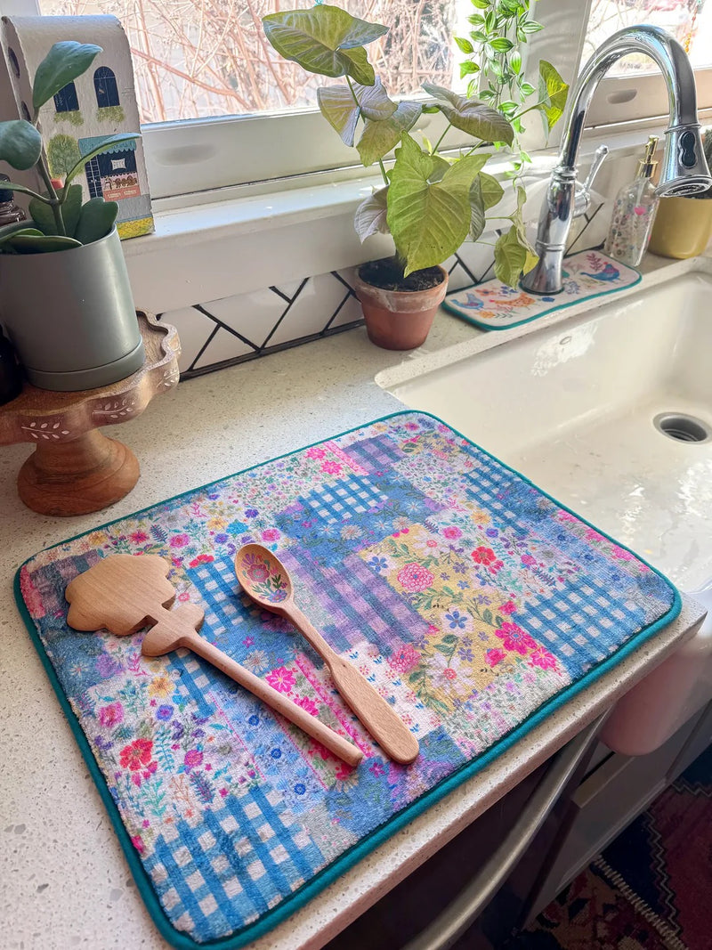 Natural Life Reversible Dish Drying Mat - Chickens