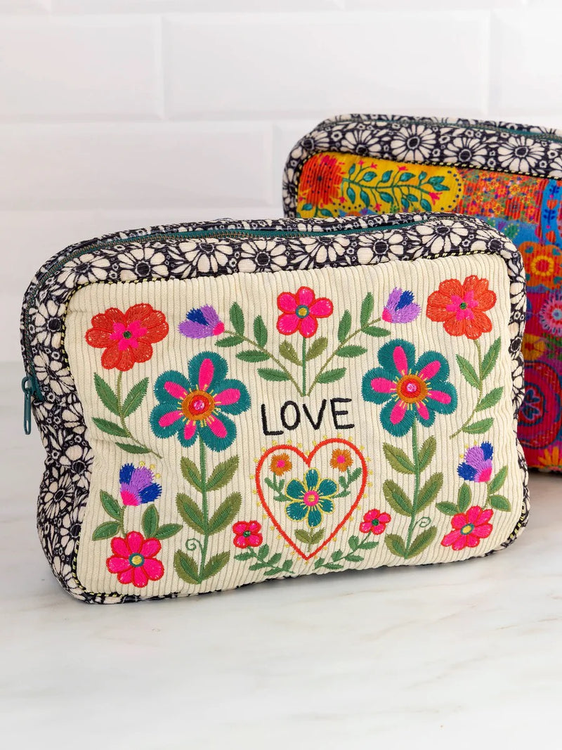 Natural Life® Embroidered Corduroy Cosmetic Pouch - Love