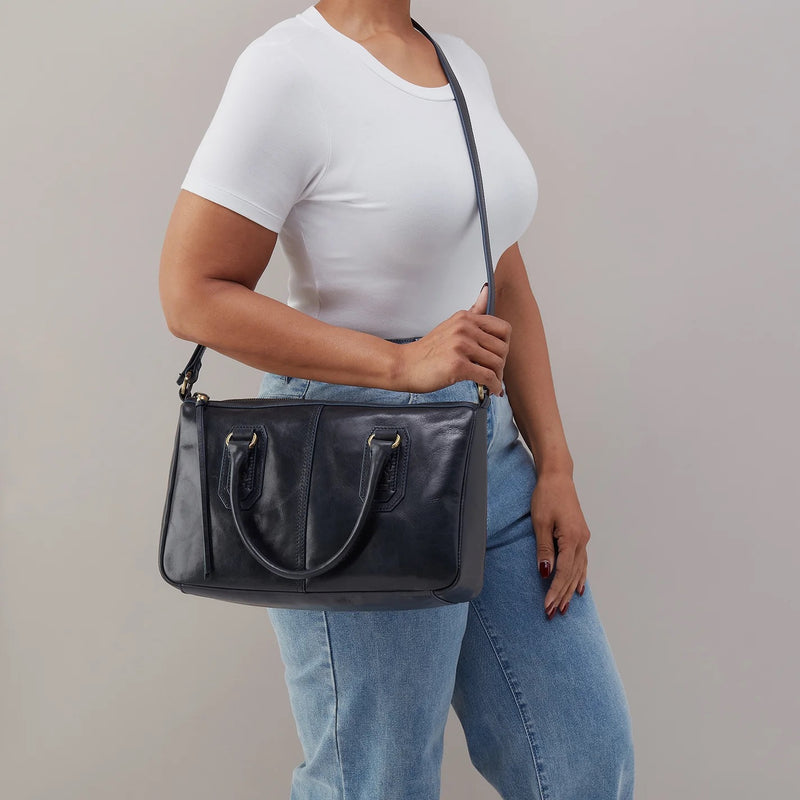 HOBO Expedition Satchel - Patina Leather - Navy Horizon