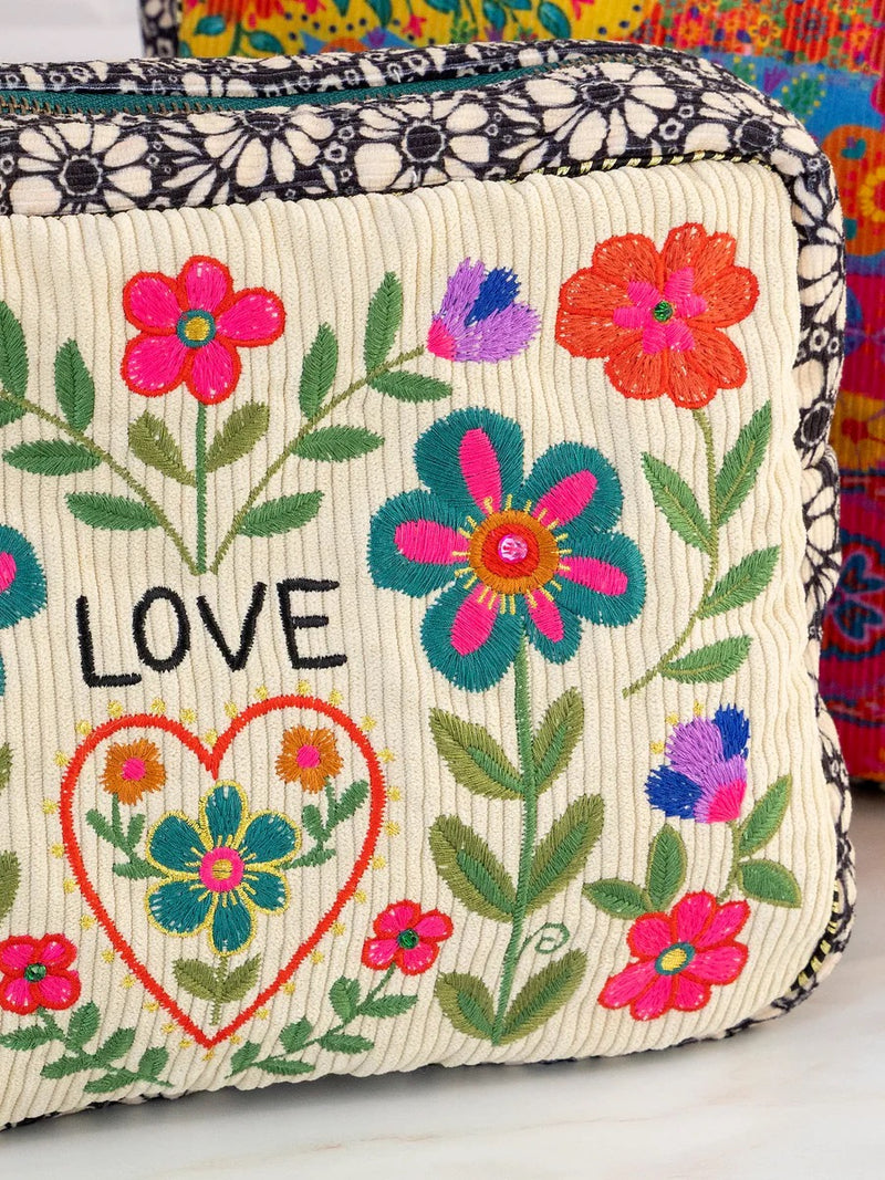 Natural Life® Embroidered Corduroy Cosmetic Pouch - Love
