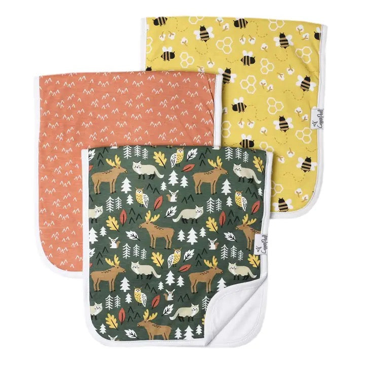 Copper Pearl Premium Burp Cloths - Set of 3 (Assorted Prints) -