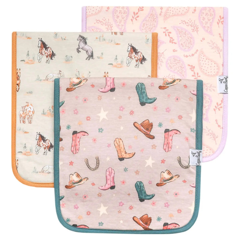 Copper Pearl Premium Burp Cloths - Set of 3 (Assorted Prints) -