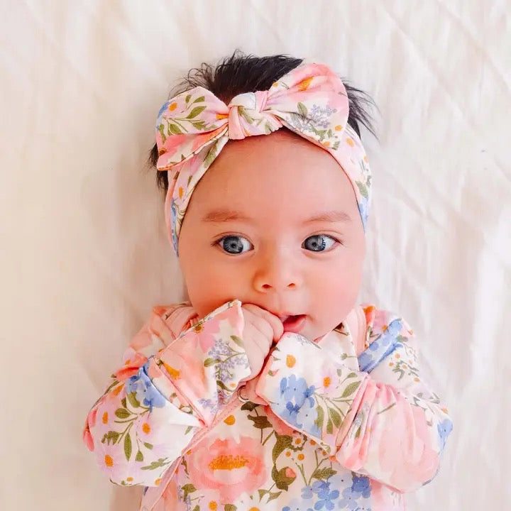 Copper Pearl Knit Headband Bow (Assorted Prints)