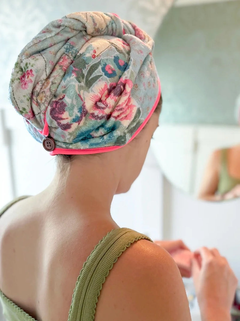 Natural Life Microfiber Hair Towel Wrap - Flea Market Floral