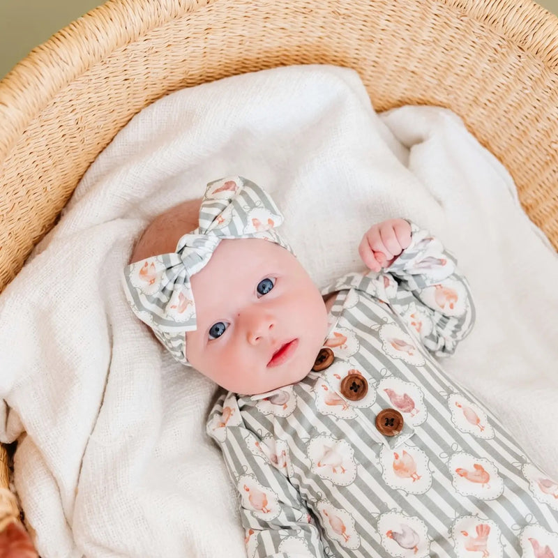 Copper Pearl Knit Headband Bow (Assorted Prints)