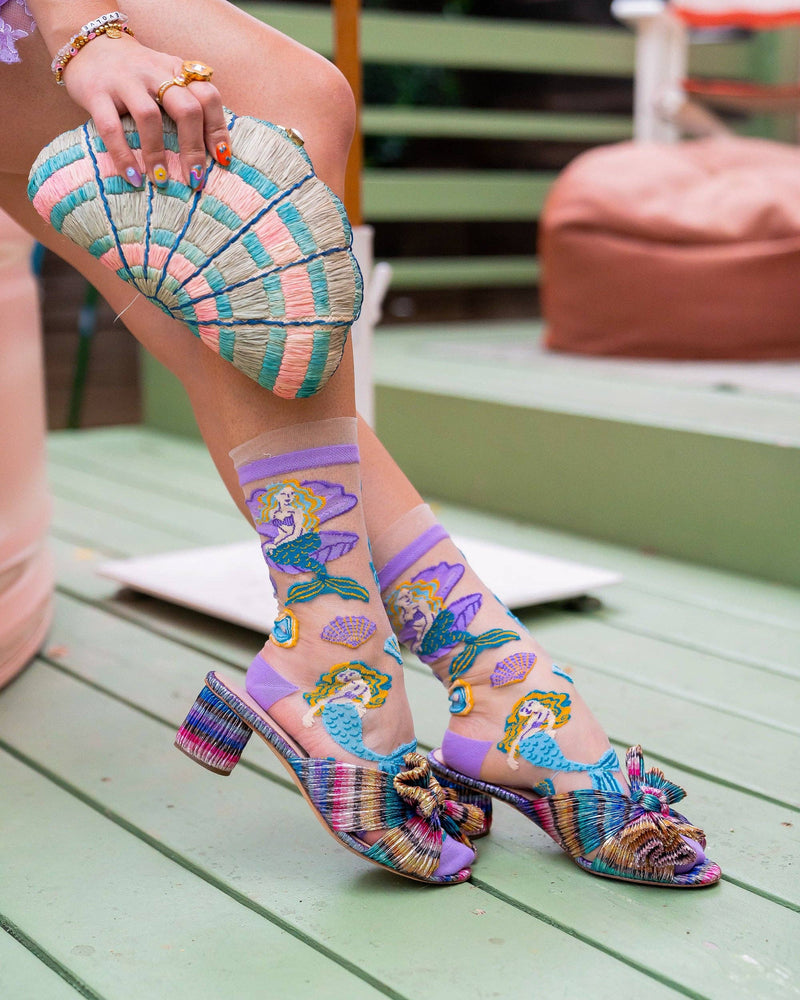 Sock Candy - Whimsical Mermaid Ruffle Sheer Crew Sock