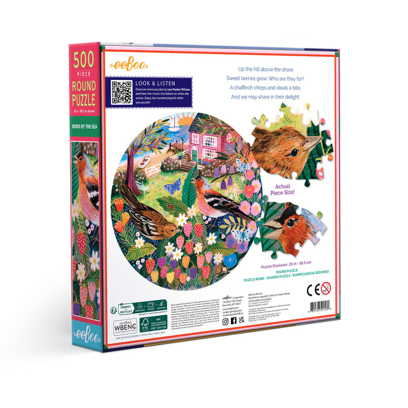 eeBoo - Birds by the Sea 500 Piece Round Puzzle