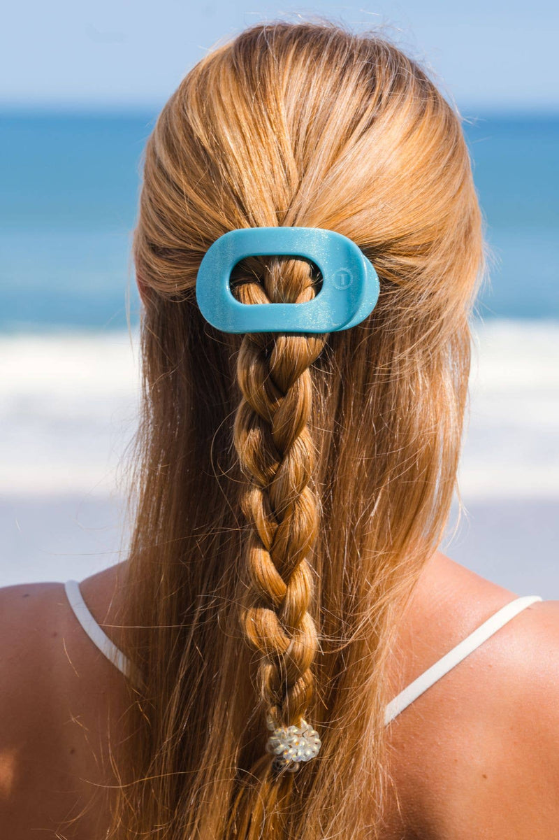 TELETIES - Round Flat Hair Clip | Small | Blue Seas
