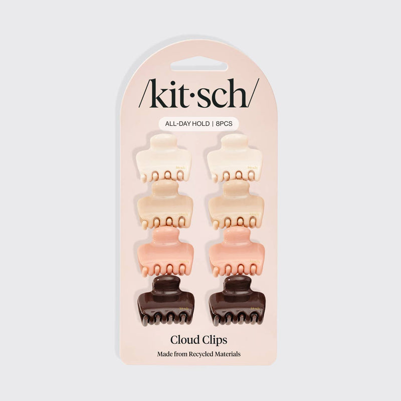 KITSCH - Recycled Plastic Mini Cloud Claw Clips 8pc Set - Rosewood