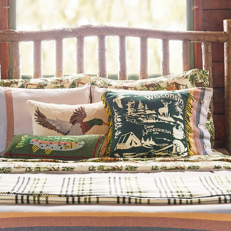 Peking Handicraft - CAMP WANDAWEGA TROUT HOOK PILLOW