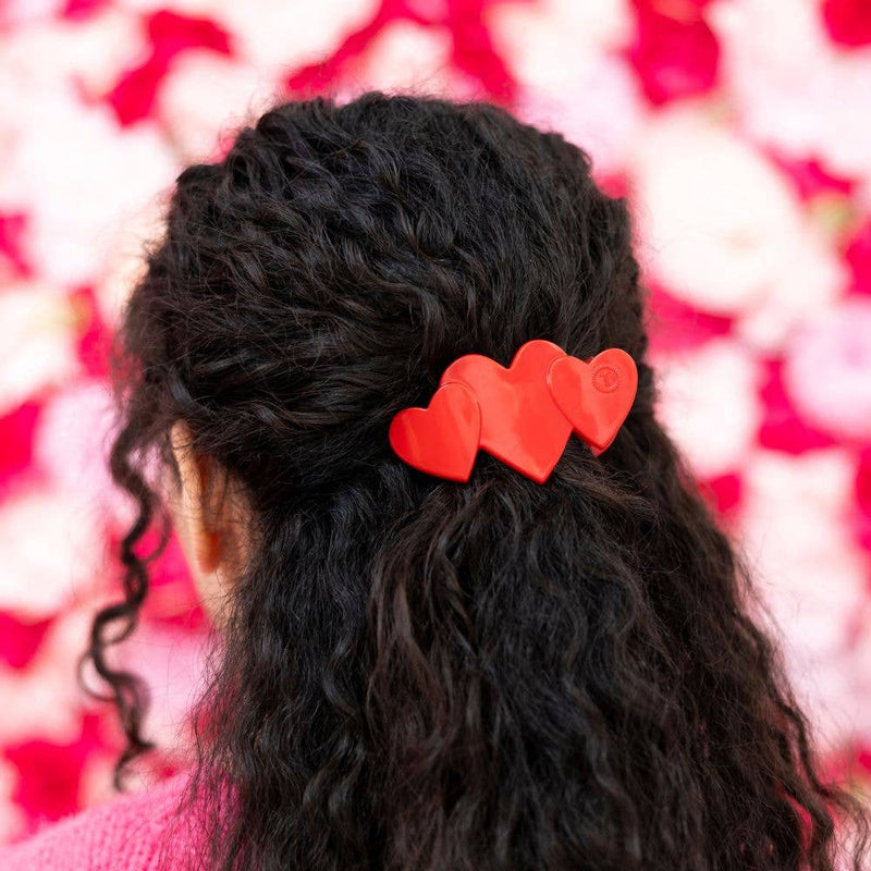 TELETIES - Flat Hair Clip | Small | Red Heart to Heart