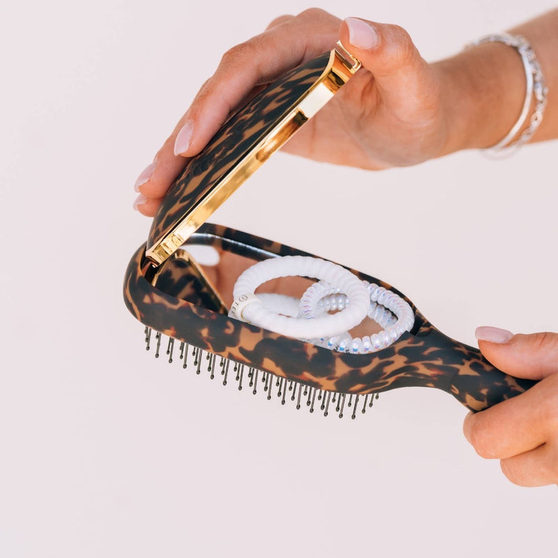TELETIES - Detangler Hair Brush for Thick Hair - Tortoise