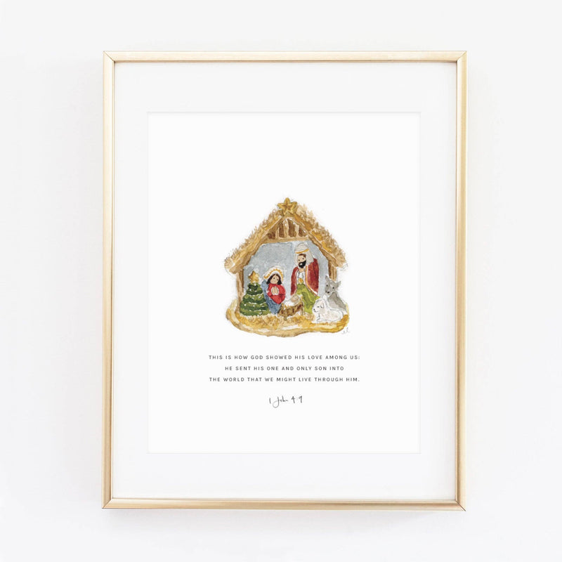 emily lex studio - 1 john 4:9 nativity ornament scripture print
