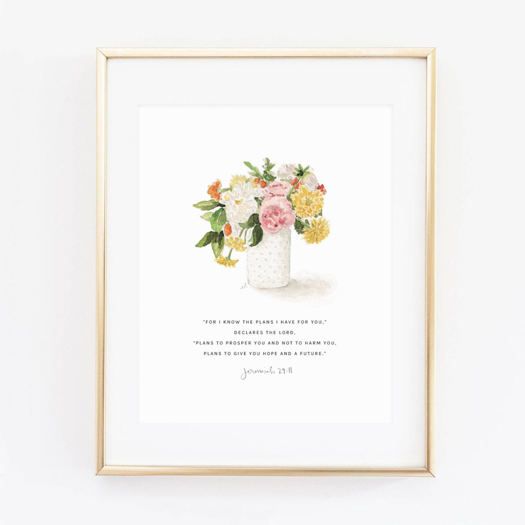 emily lex studio - Jeremiah 29:11 bouquet scripture print
