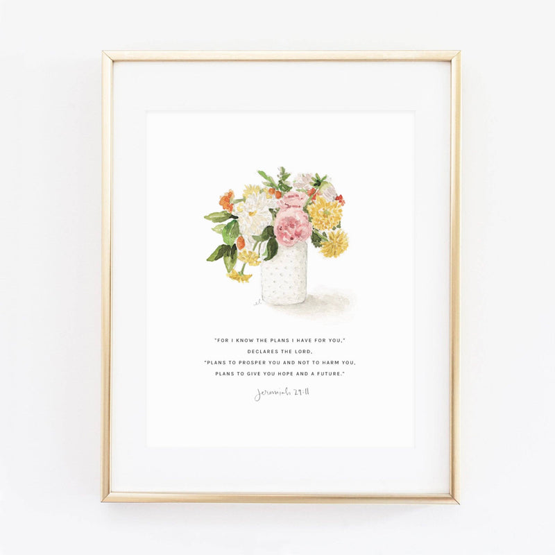 emily lex studio - Jeremiah 29:11 bouquet scripture print