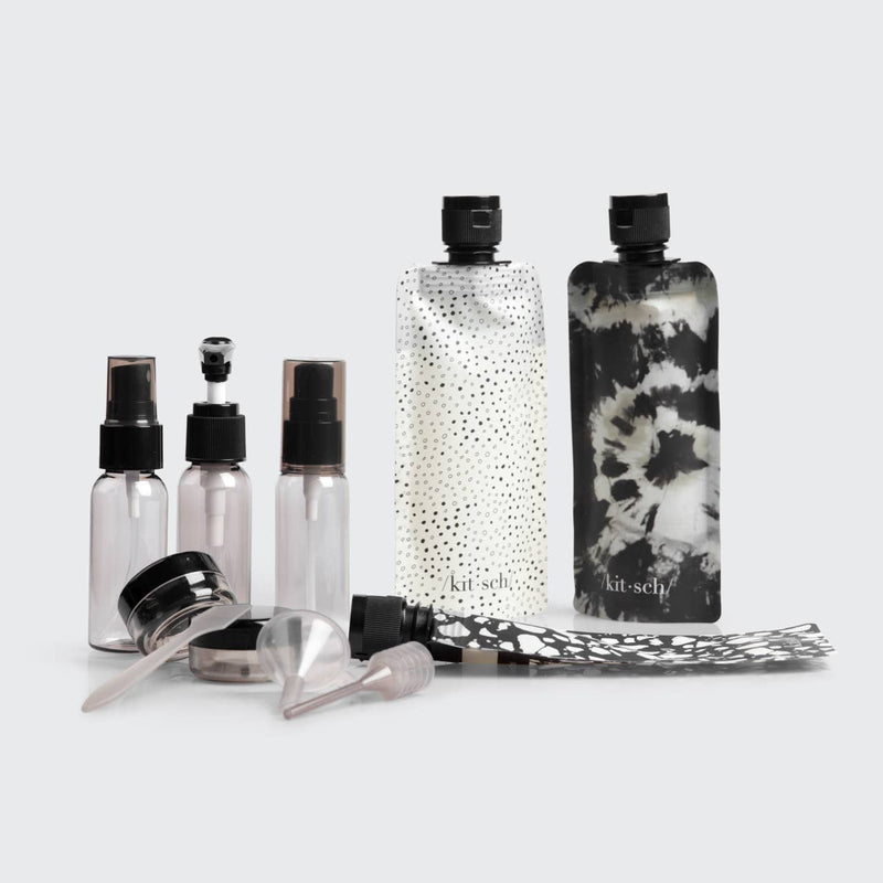 KITSCH - Refillable Ultimate Travel 11pc Set - Black & Ivory