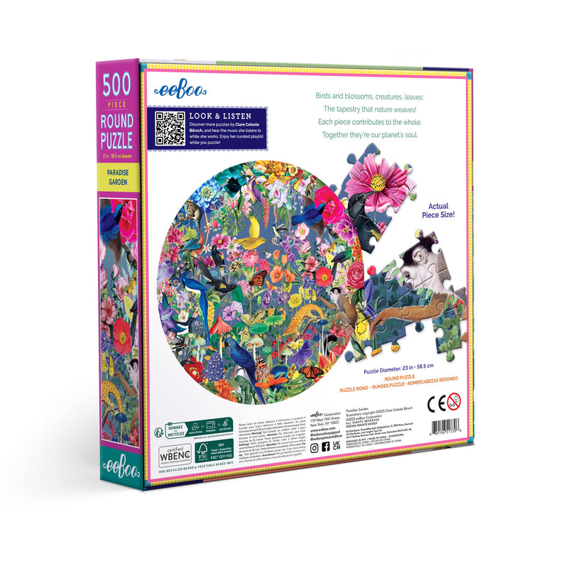eeBoo - Paradise Garden 500 Piece Round Puzzle