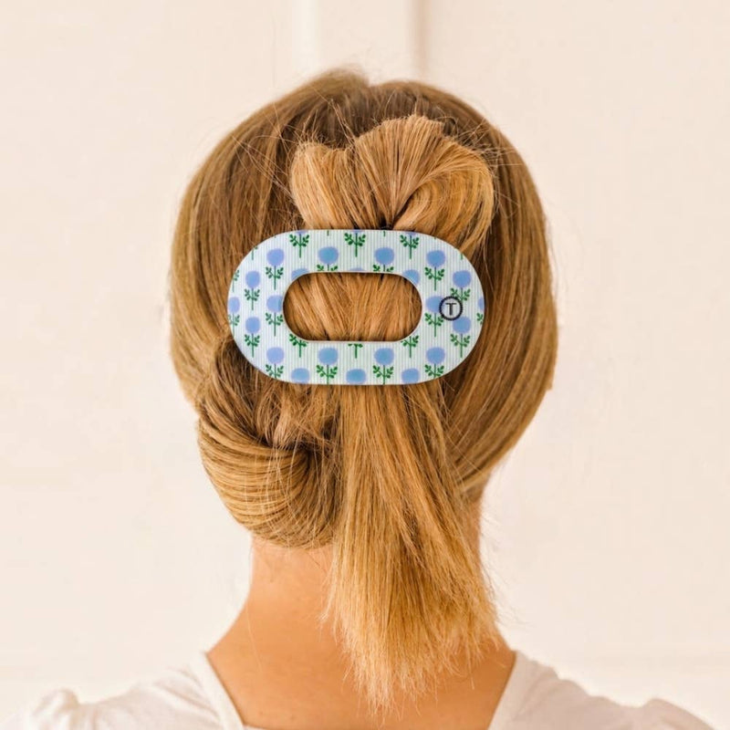 TELETIES - Blue Marigold | Large | Flat Round Hair Clip