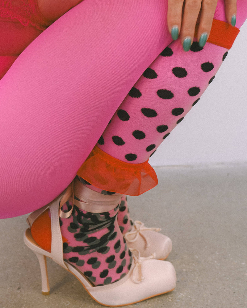 Sock Candy - Polka Dot Bow Knee High Sheer Sock
