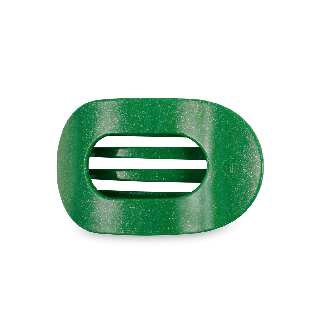 TELETIES - Round Flat Hair Clip | Medium | Shamrock Shimmer