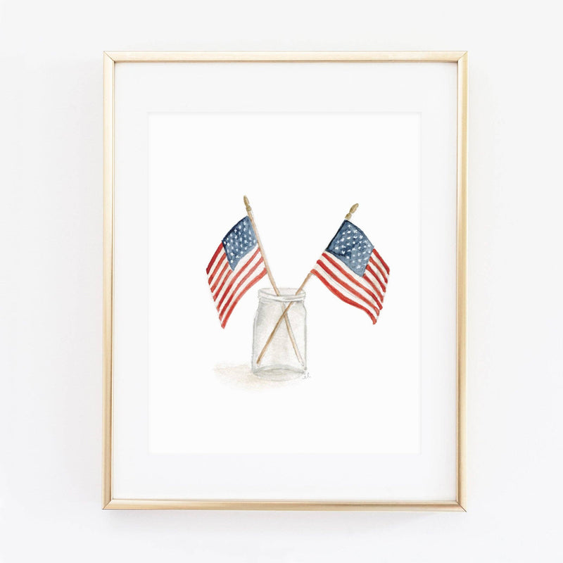 emily lex studio - Flags in mason jar watercolor wall art print