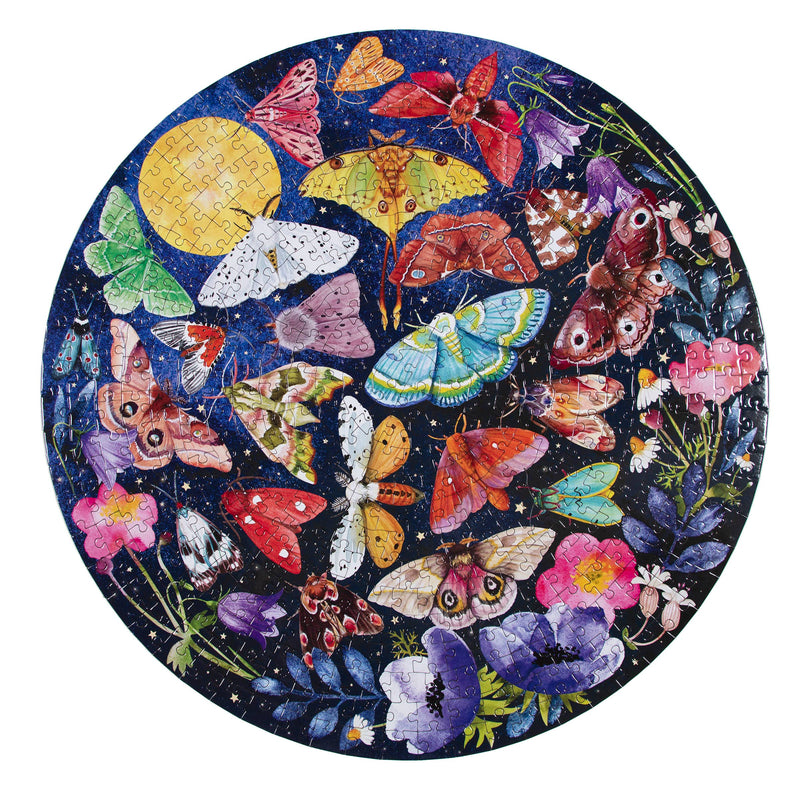 eeBoo - Moths 500 Piece Round Adult Jigsaw Puzzle