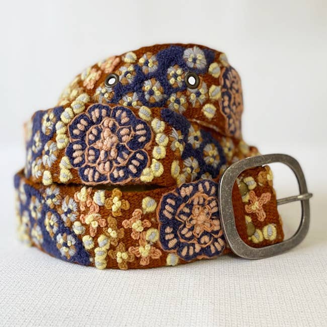 Jenny Krauss - Blue Skies Floral Embroidered Wool Belt