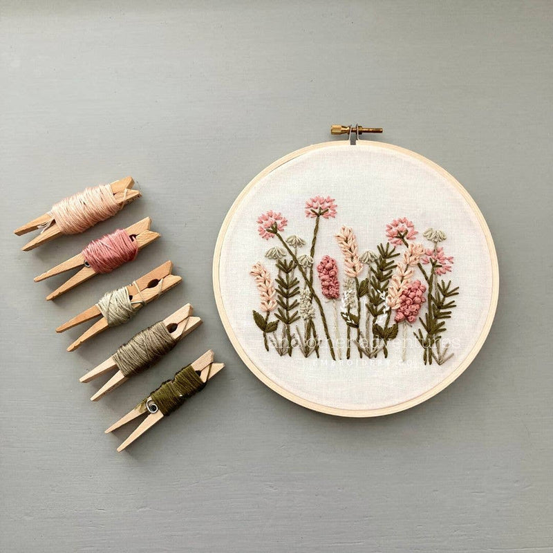 And Other Adventures Embroidery Co - Hand Embroidery Kit - Meadow in Blush & Olive