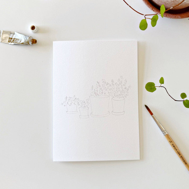 emily lex studio - Potted plants paintable notecards