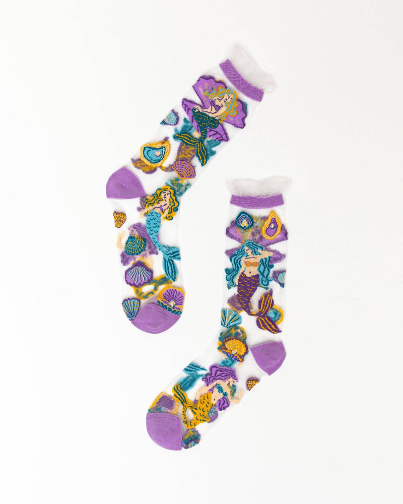 Sock Candy - Whimsical Mermaid Ruffle Sheer Crew Sock