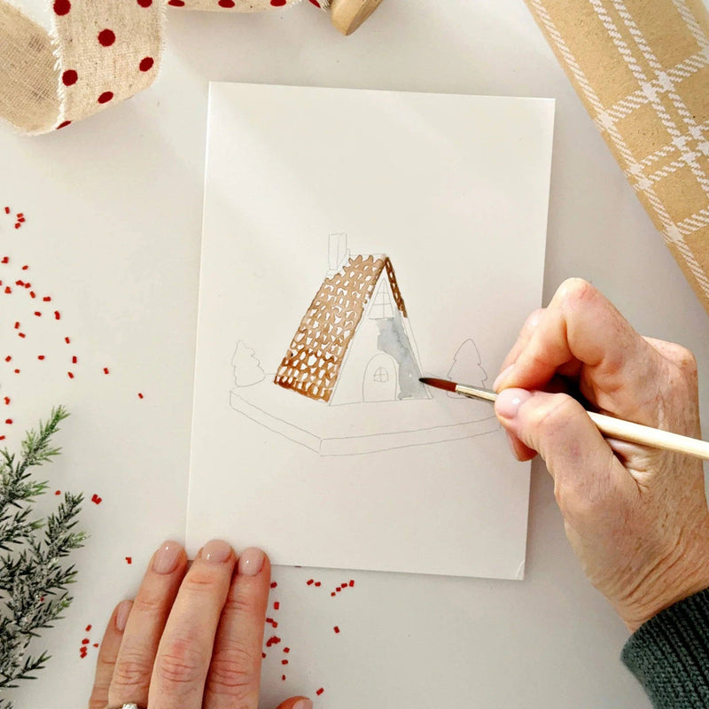 emily lex studio - Gingerbread paintable watercolor notecard set