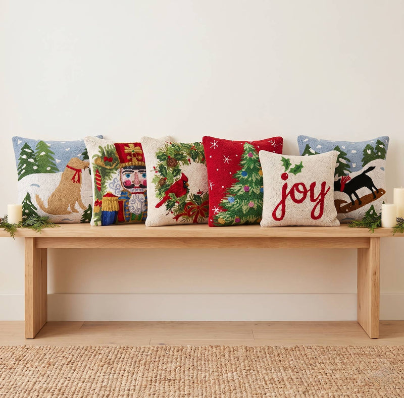 Peking Handicraft - CARDINAL WREATH HOOK PILLOW - The Pillow Shop