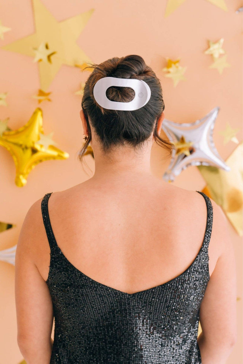 TELETIES - Round Flat Hair Clip | Large | Disco Daydream