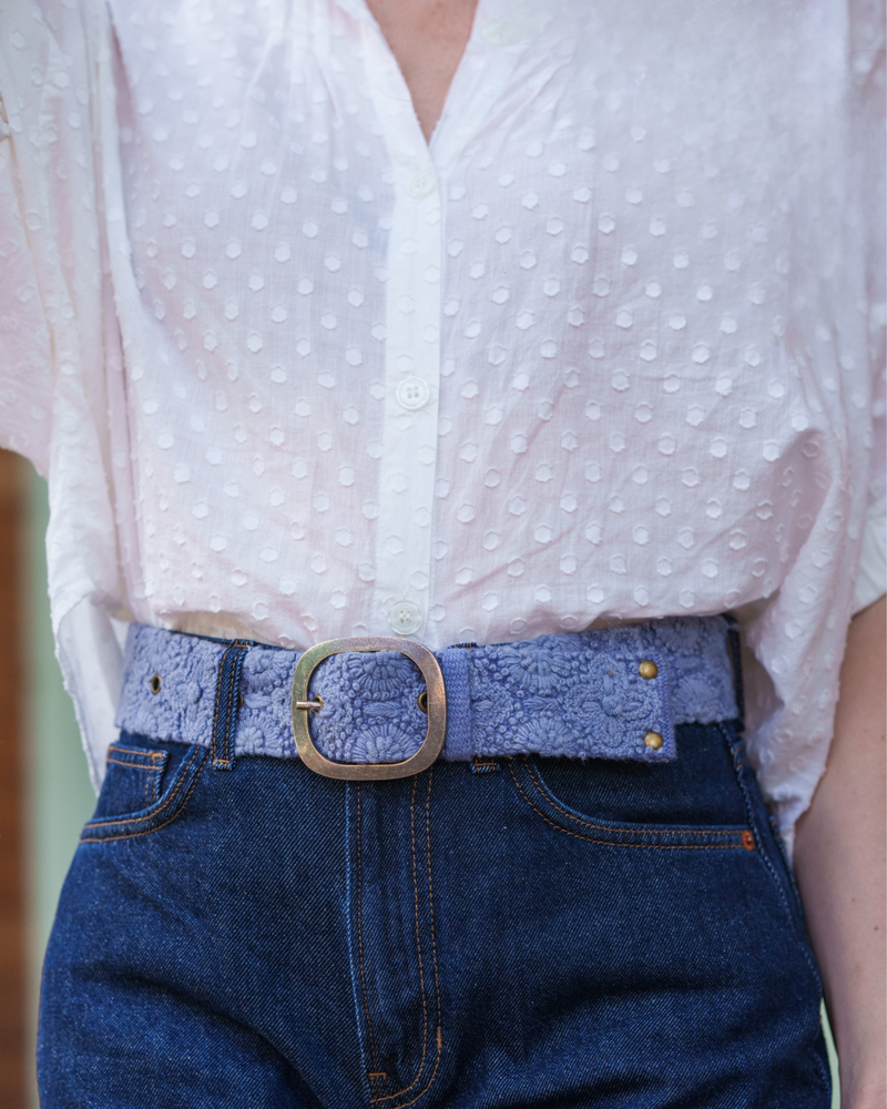 Jenny Krauss - Azure Seas Embroidered Wool Belt