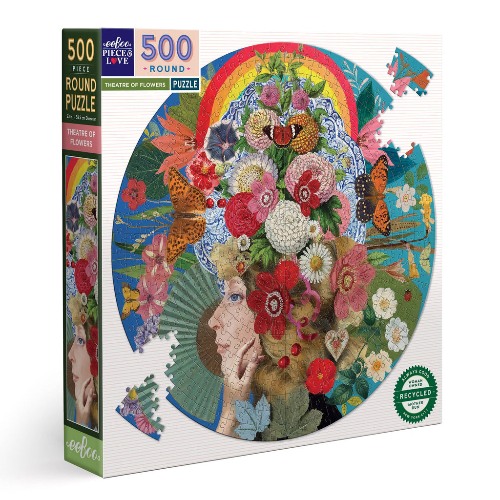 eeBoo - Theatre of Flowers 500 Piece Round Adult Jigsaw Puzzle