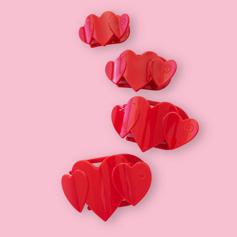 TELETIES - Flat Hair Clip | Medium | Red Heart to Heart