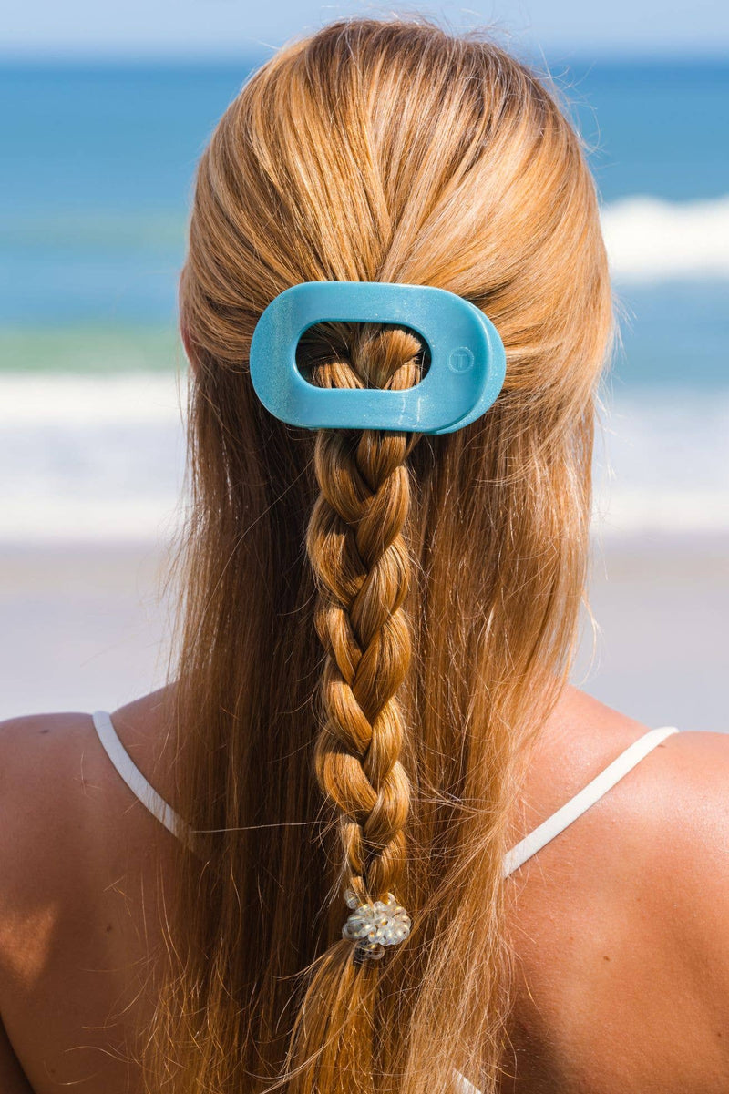 TELETIES - Round Flat Hair Clip | Medium | Blue Seas