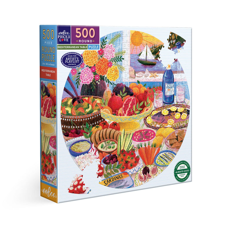 eeBoo - Mediterranean Table 500 Piece Round Puzzle