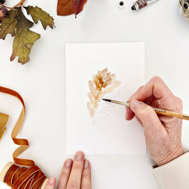 emily lex studio - Fall leaves paintable watercolor notecard set