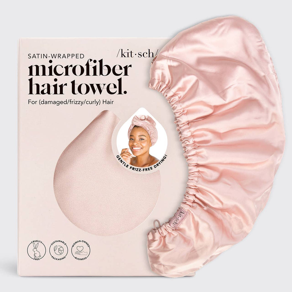KITSCH - Satin-Wrapped Hair Towel - Blush