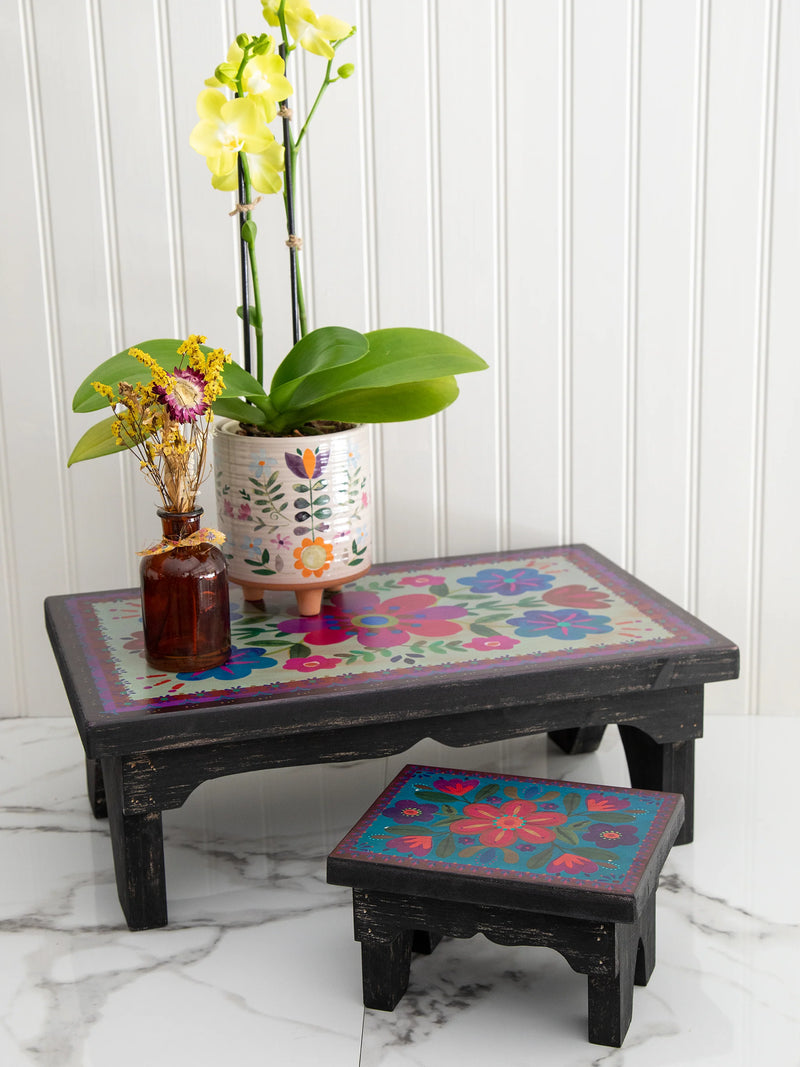 Natural Life Folk Floral Wooden Riser - Large