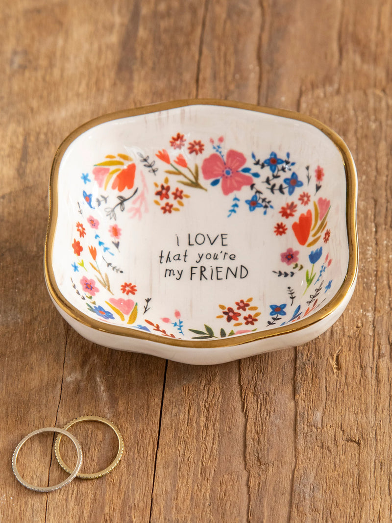 Natural Life Antiqued Trinket Dish - I Love That You’re My Friend