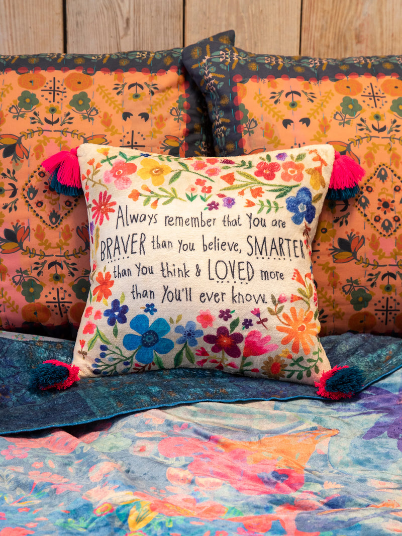 Natural Life® Cozy Throw Pillow - Always Remember You’re Braver (Patchwork)