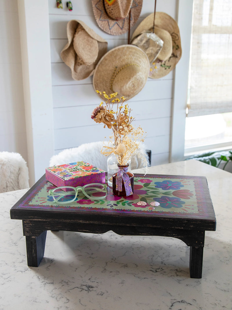 Natural Life Folk Floral Wooden Riser - Large