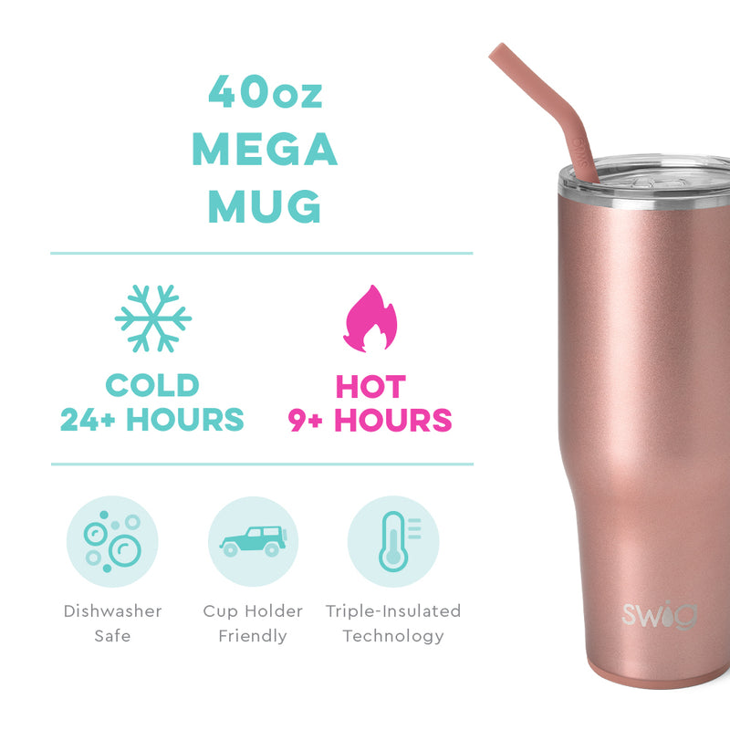 Swig Life Shimmer Rose Gold White Mega Mug (40oz)