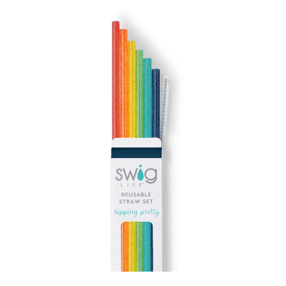 Swig Life Retro Rainbow Reusable Straw Set (Tall)
