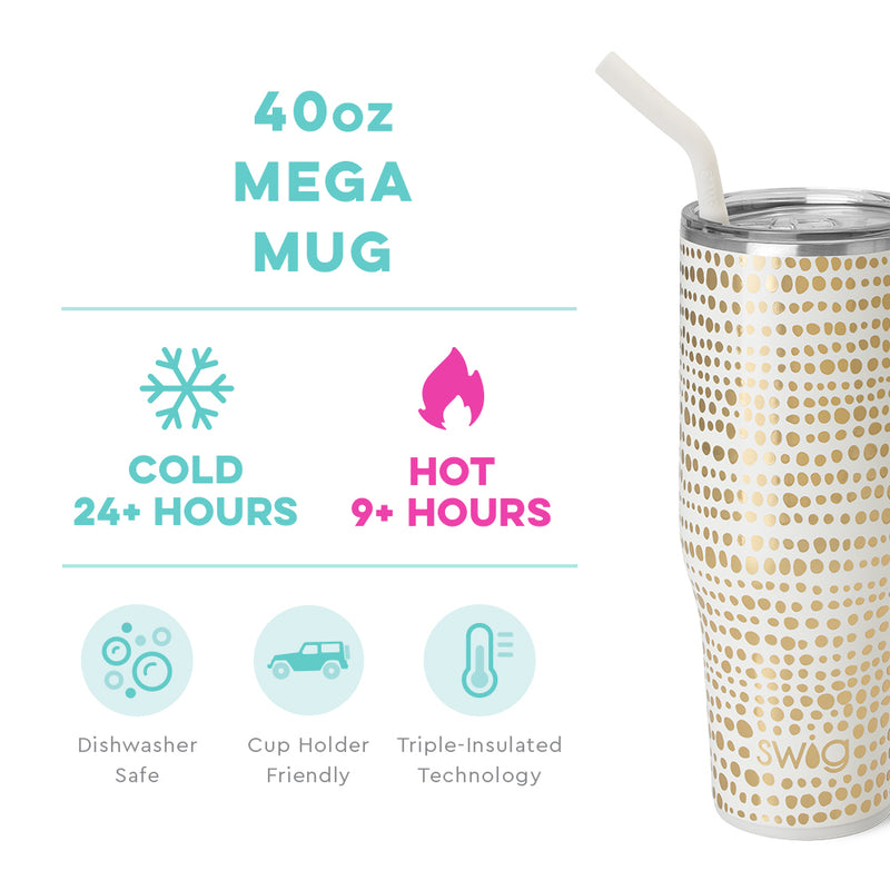 Swig Life 40oz Mega Mug, 40 oz Tumbler with Handle and Straw, Cup Holder  Friendly, Dishwasher Safe, Extra Large Insulated Tumbler, Stainless Steel