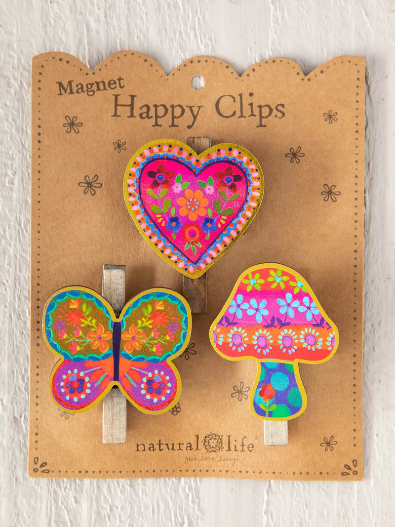 Natural Life Happy Magnet Clip Set of 3 - Butterfly