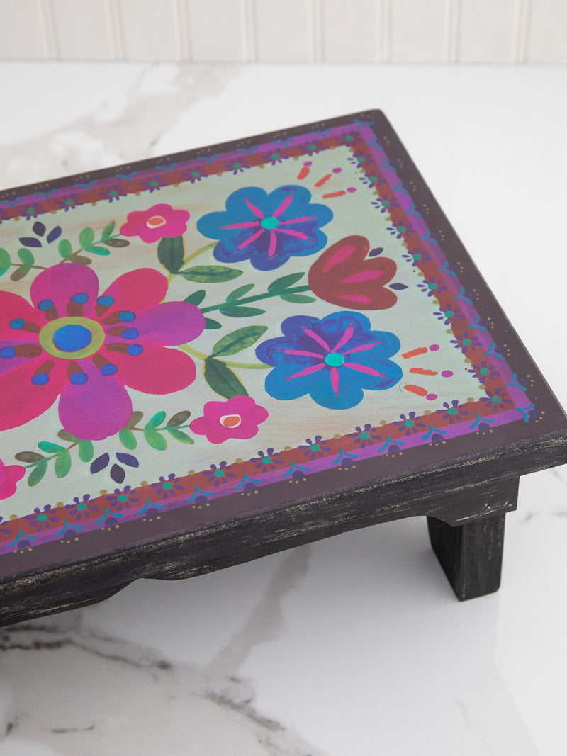 Natural Life Folk Floral Wooden Riser - Large